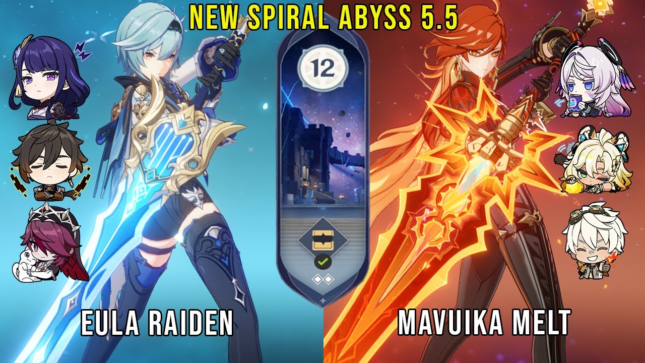 NEW Genshin Impact Abyss 5.5 | C1 Eula Raiden and C0 Mavuika Melt | Floor 12 9 Stars