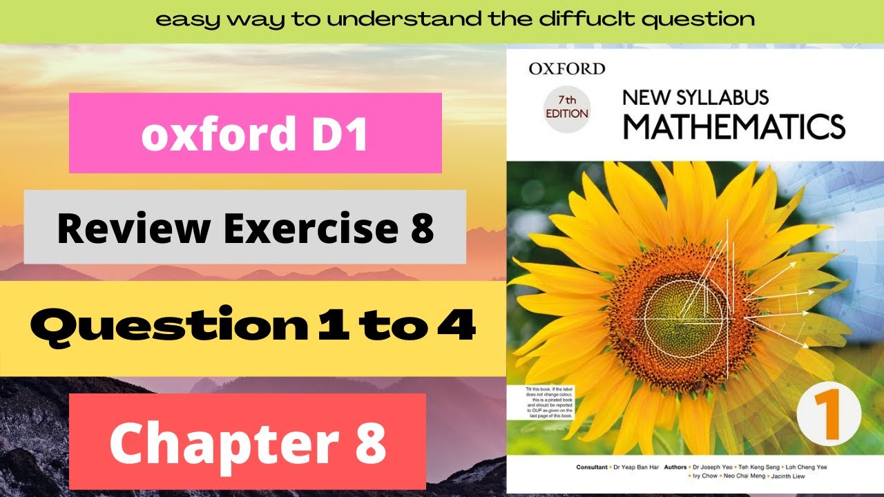Easy Method to solve  D1 Math Oxford Chapter 9 Review Exercise 8 complete Question 1,2,3,4 Solution