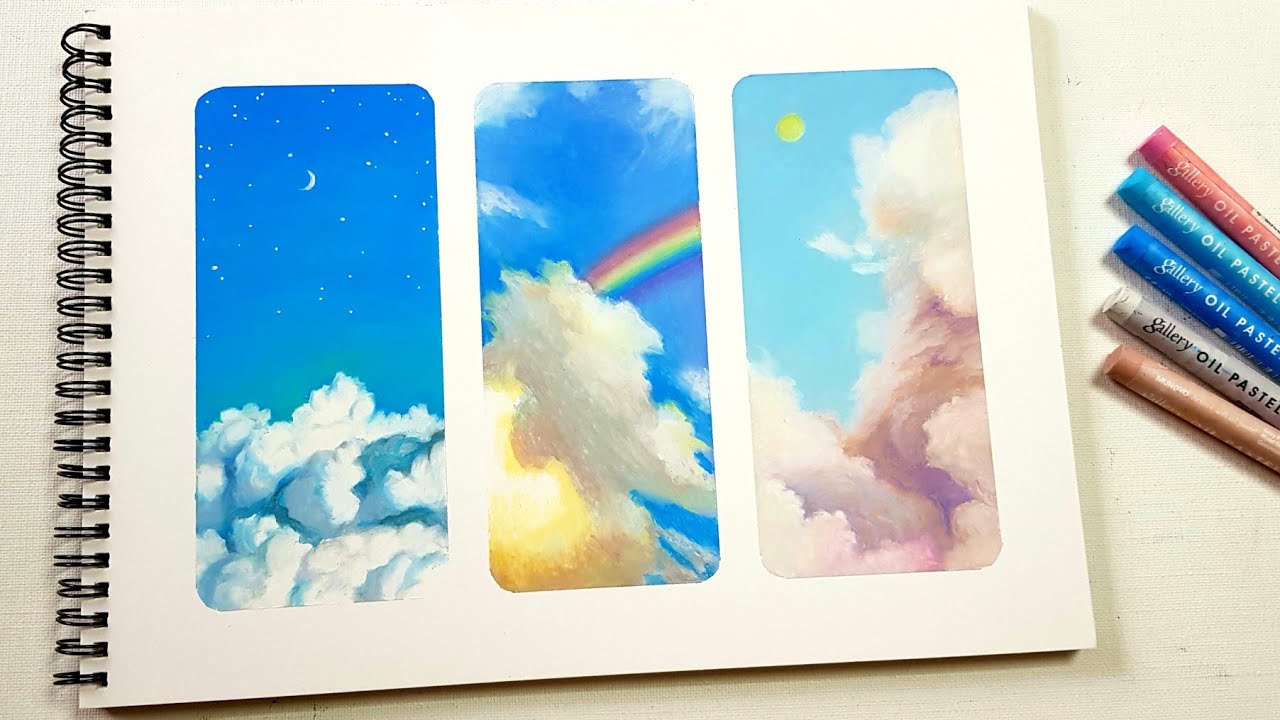 Oil Pastel Drawing Clouds Sky / Oil Pastel Landscape / 오일파스텔 기초 구름 하늘 그리기