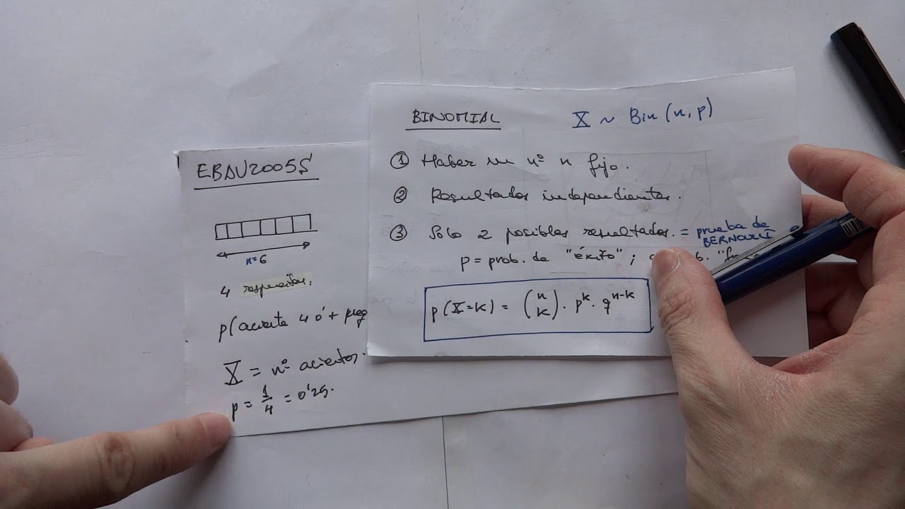 Distribución binomial: EBAU2005S. Examen consta de 6 preguntas...