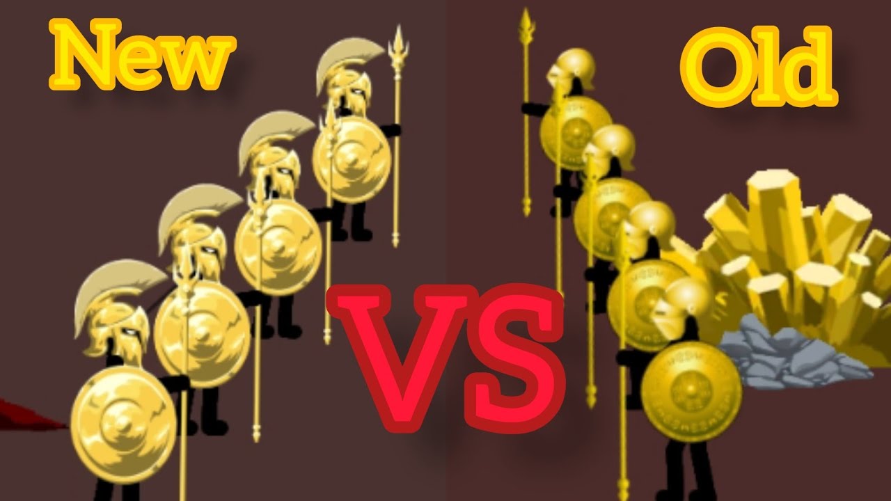 Golden Speartons in the old version and in the new version of Stick War