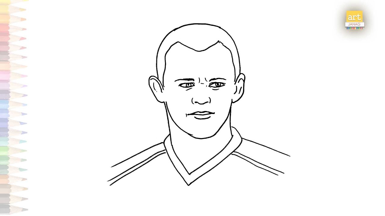 Wayne Rooney drawing | English association football manager | How to draw Wayne Rooney step by step