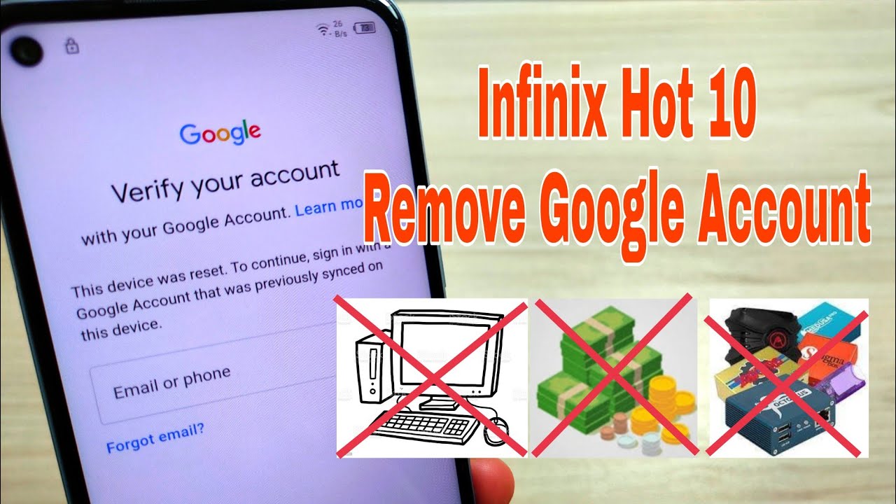 Infinix Hot 10 (x682b, x682c), Remove Google Account, Bypass FRP, Without PC.