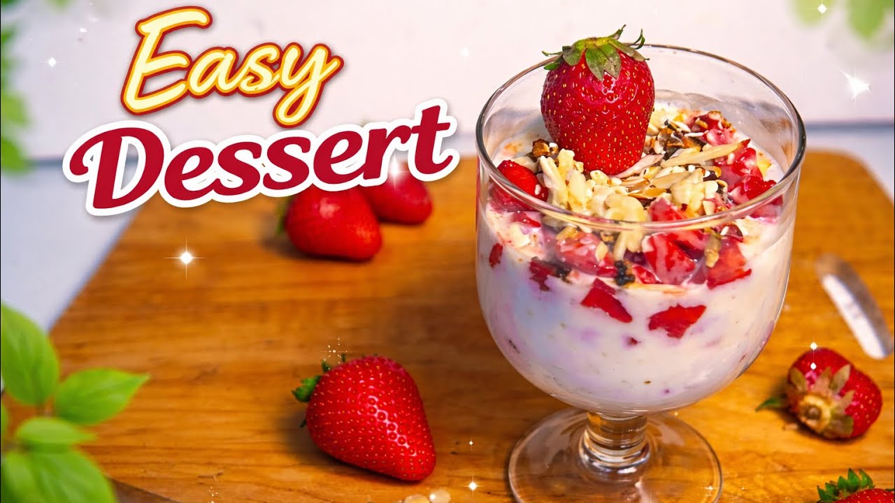 Strawberry Cream Dessert || Easy Home Cooking Vlogs