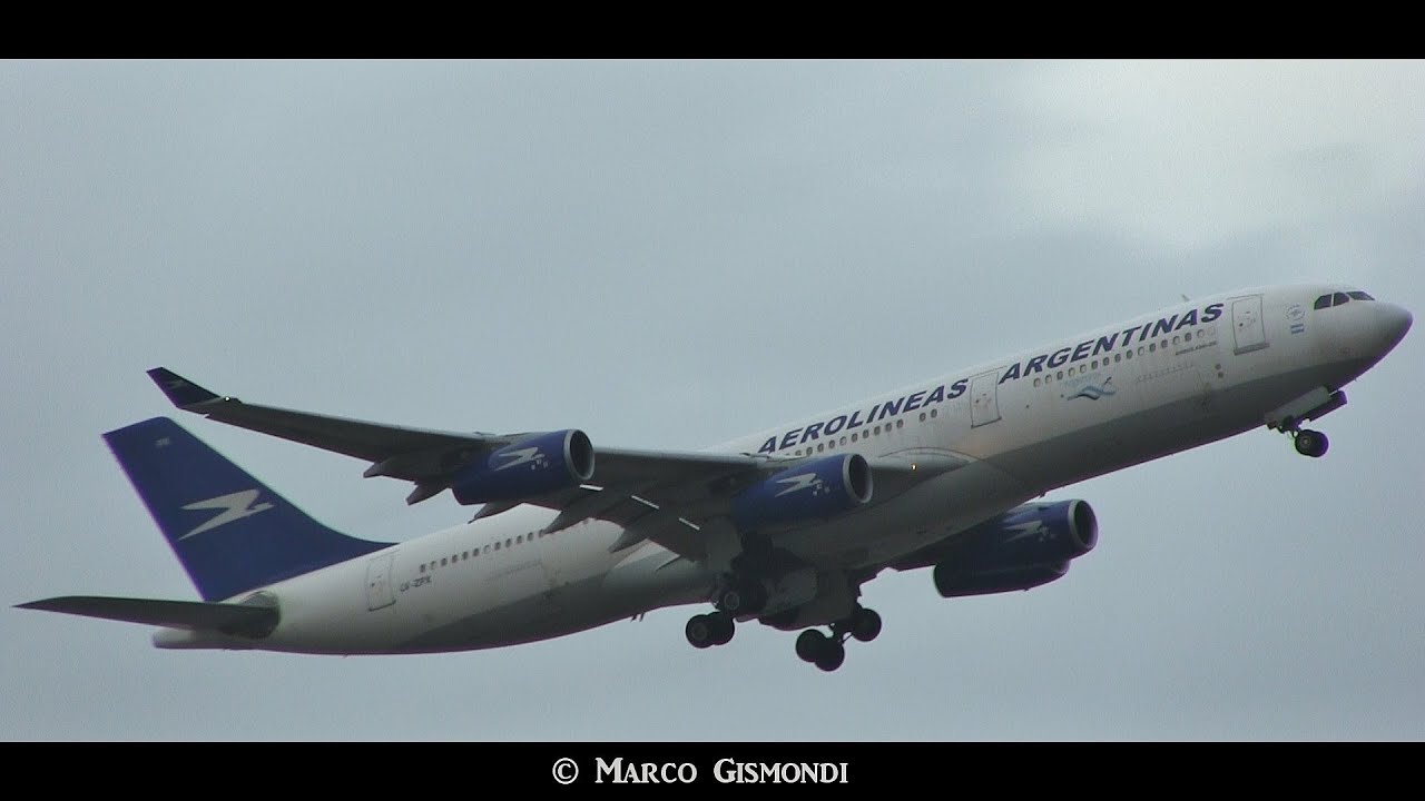 Aerolineas Argentinas A340-211 takeoff from Rome Fiumicino FCO
