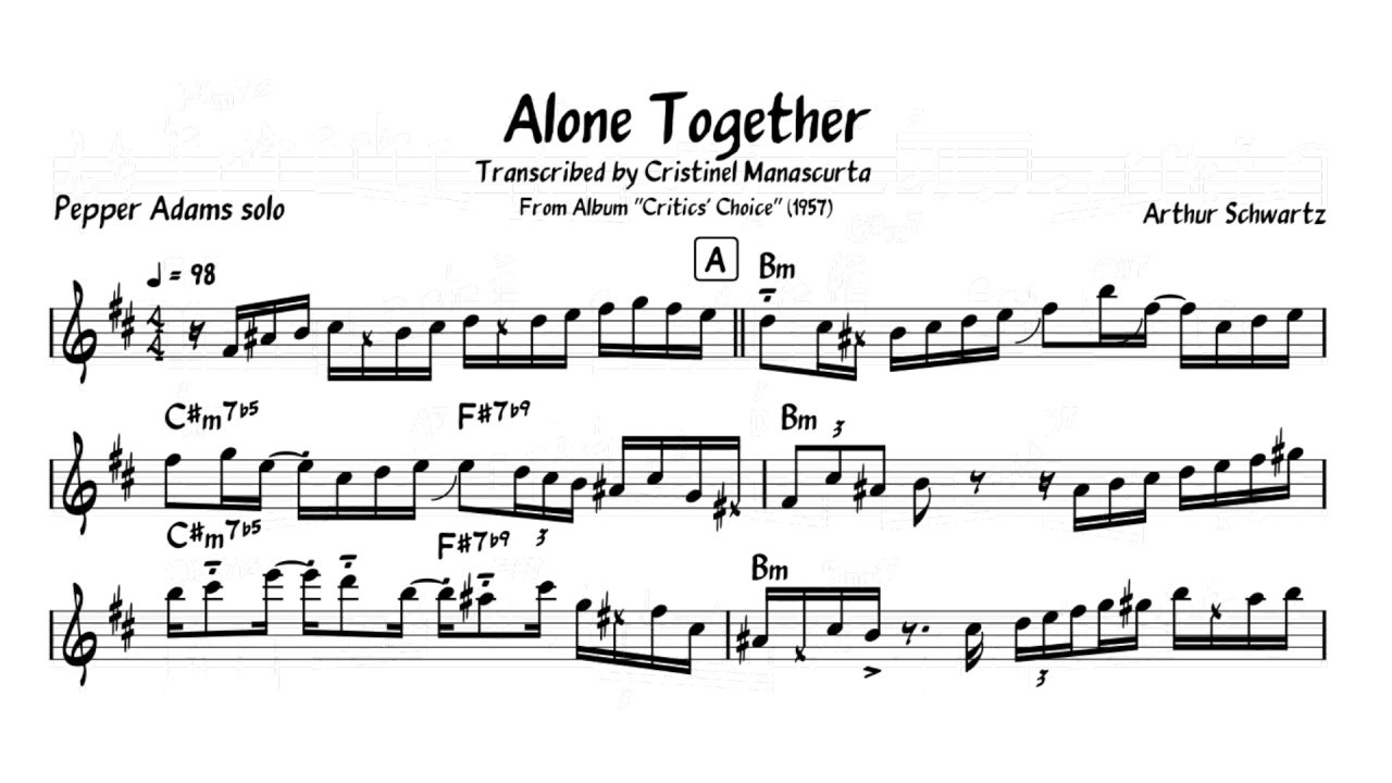 Pepper Adams - Alone Together (Eb transcription)