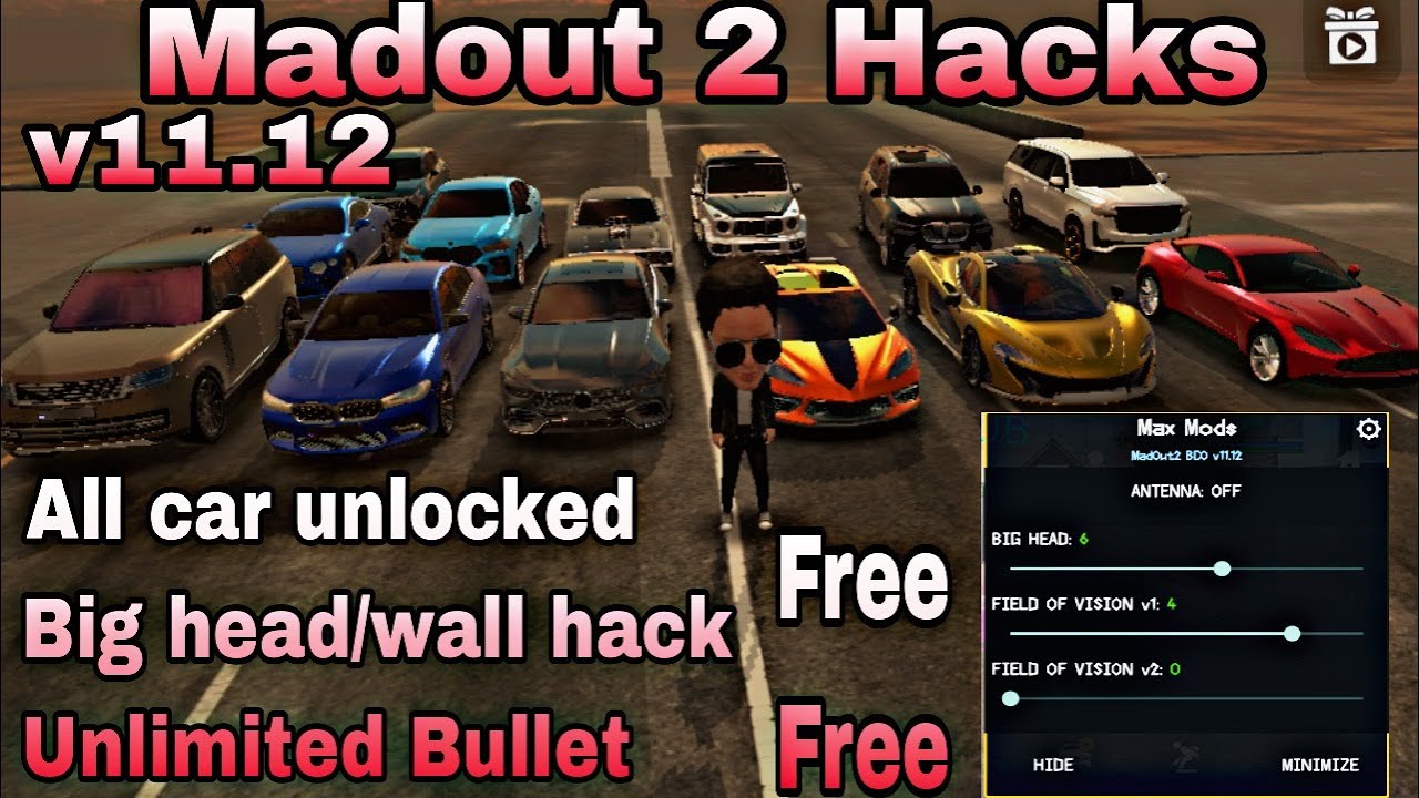 Madout 2 New mod menu 11.12 | all cars unlocked | no recoil | unlimited bullet | big head | max mod