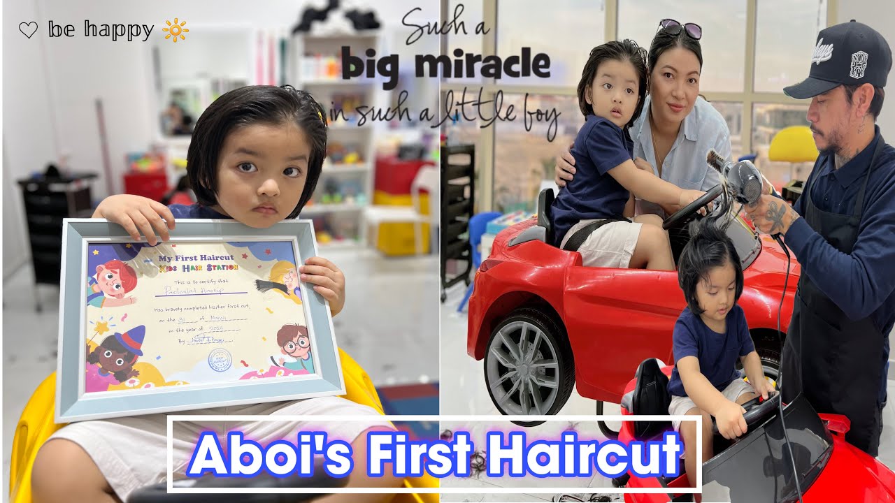 ||Aboi’s First hair cut||💇‍♂️ [Vlog]  [Kids Hair Station Dubai ] Mummy akap tai😭