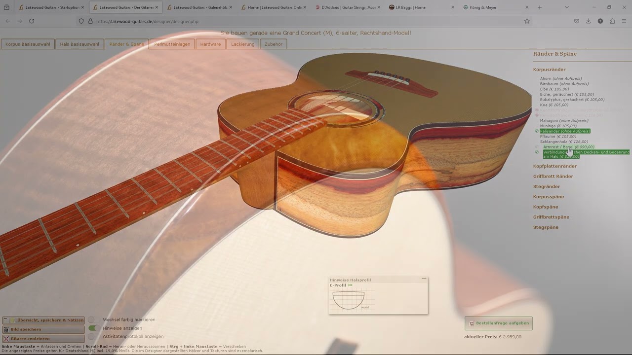 Wie funktioniert der Gitarrendesigner?