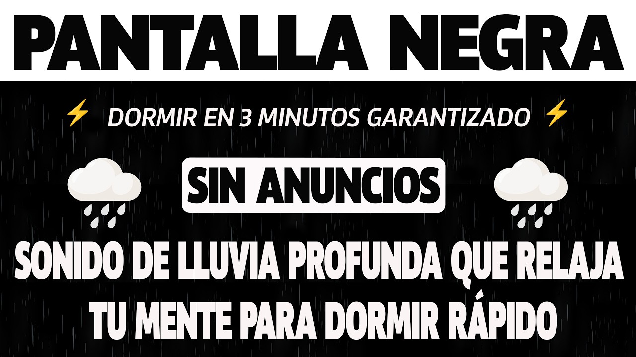 Pantalla Negra | Lluvia Suave y Truenos Distantes para Dormir sin Estrés