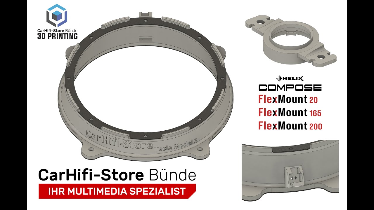Adapterringe für Helixe Compose FlexMount Lautsprecher im perfekten 3D Druck inkl Anschlussterminal