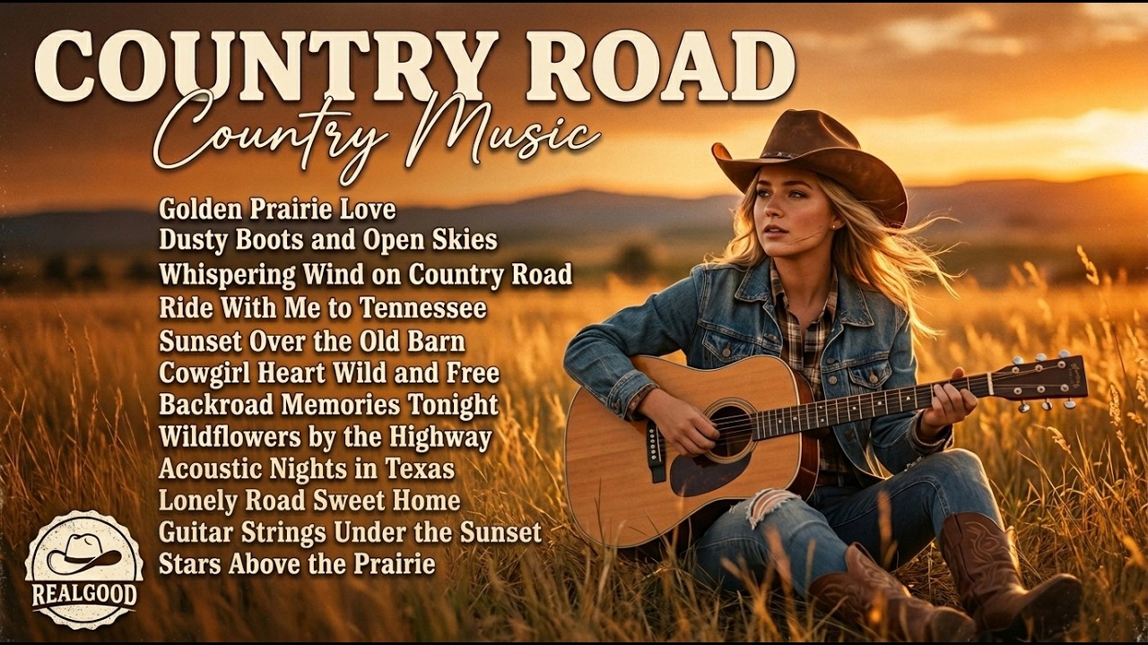 Country Road Acoustic Guitar 🌄 Peaceful Western Music for Relaxing & Road Trips