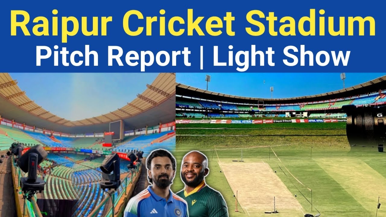 Raipur Cricket Stadium Pitch Report & Light Show Preparations | Ind vs Sa Brandings & Broadcast