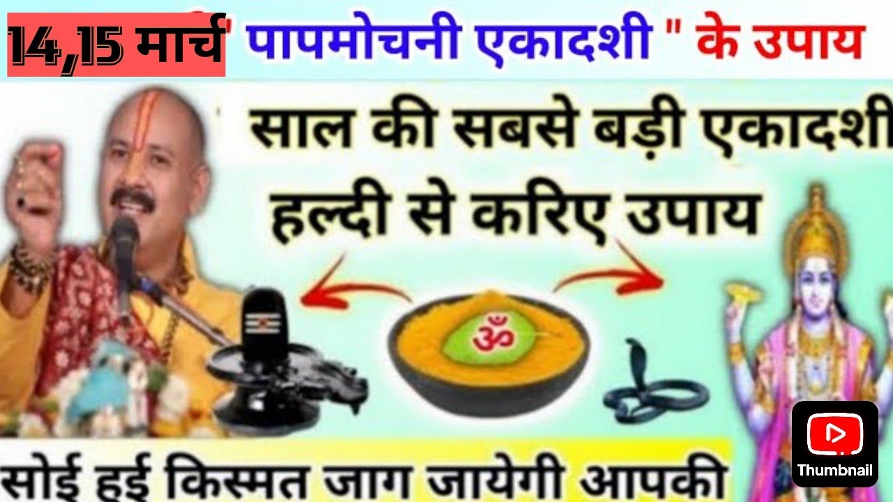 पापमोचनी एकादशी के विशेष उपाय । सोई हुई किस्मत जाग जाएगी #upay #pradeepmishrajidhankeupay 