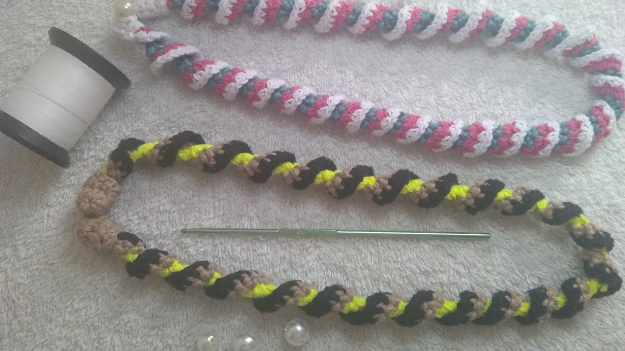 Colar espiral de crochê fácil e rápido para iniciantes!