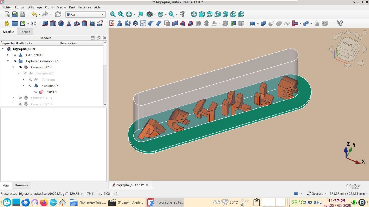 FreeCAD 1.0.2 : bigraphe suite
