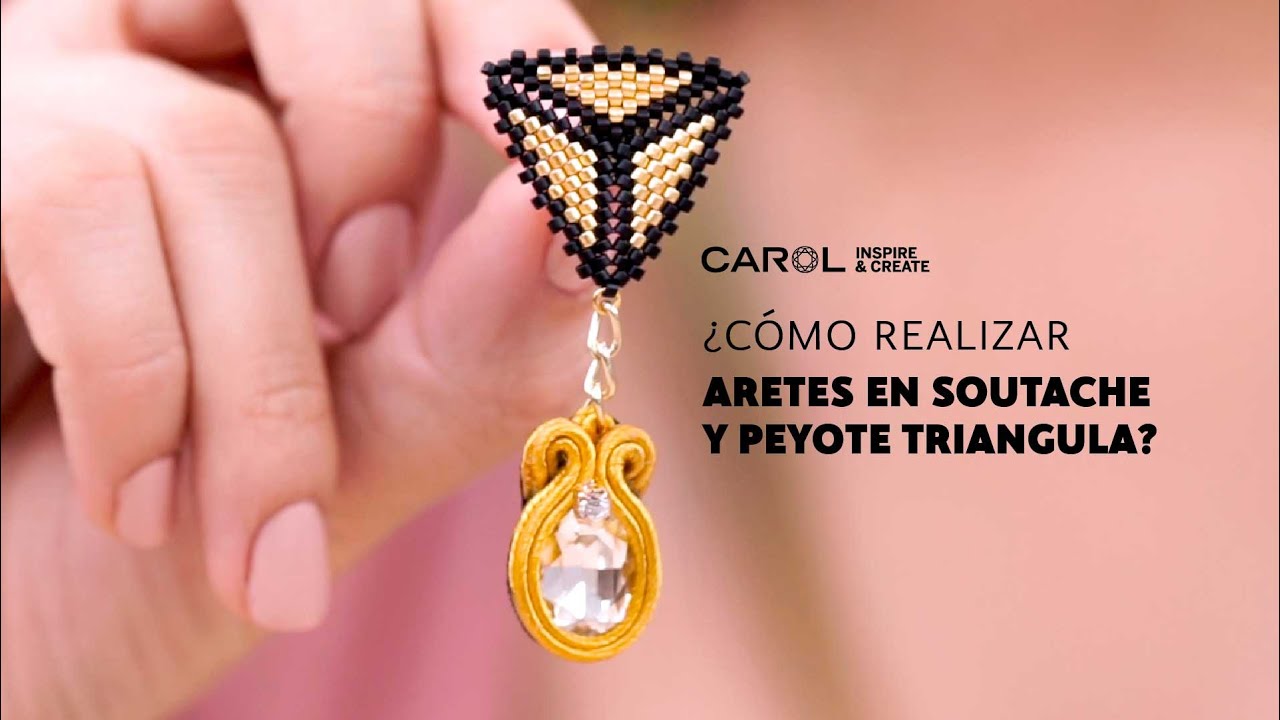 💜Cómo REALIZAR ARETES EN SOUTACHE y PEYOTE TRIANGULAR 😍