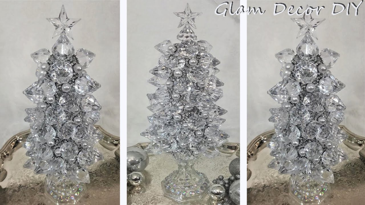 Dollar Tree DIY Elegant Glam Crystal Christmas Tree DIY High End Christmas Decor Ideas