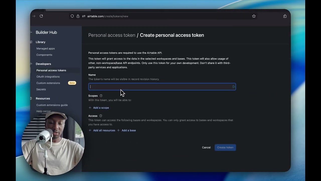Как получить токен доступа Airtable для n8n за 70 секунд