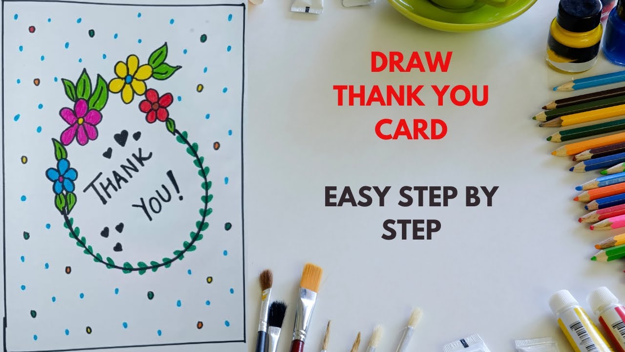Easy and Simple Thank you Card | Thank you Greeting Card | Thank you Card | Thank you Card drawing