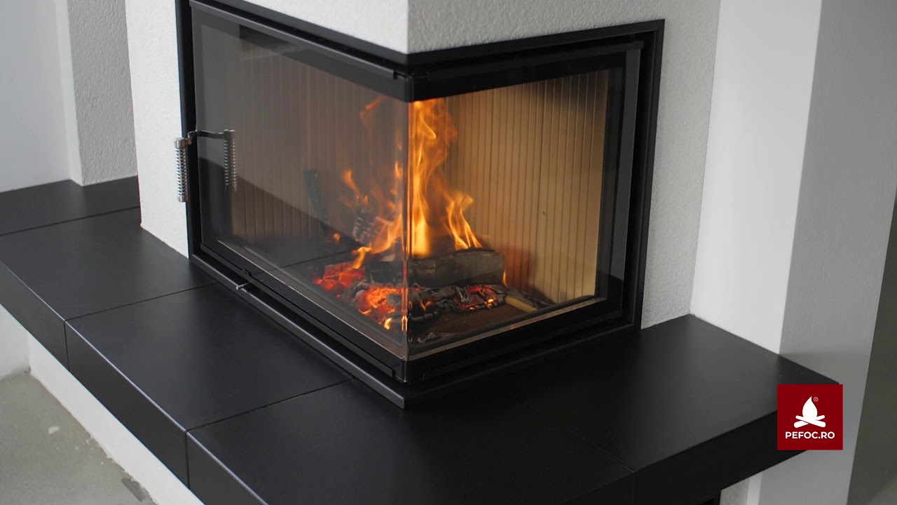 Test ardere focar HOXTER, model ECKA cu sticla pe colt - semineu premium!