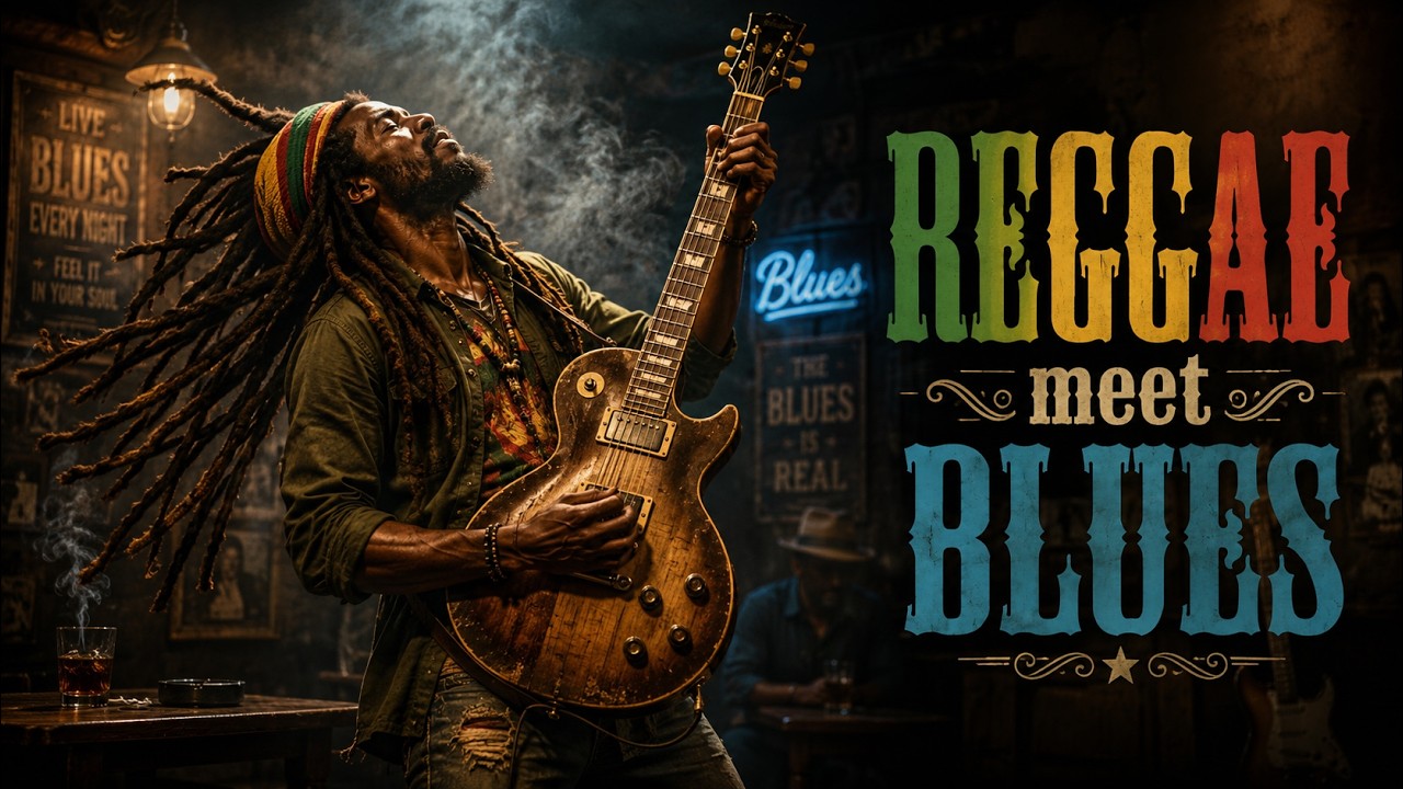 REGGAE meet BLUES 🎸 Smoky Bar Guitar Vibes | Soulful Roots & Blues Grooves for Relaxing