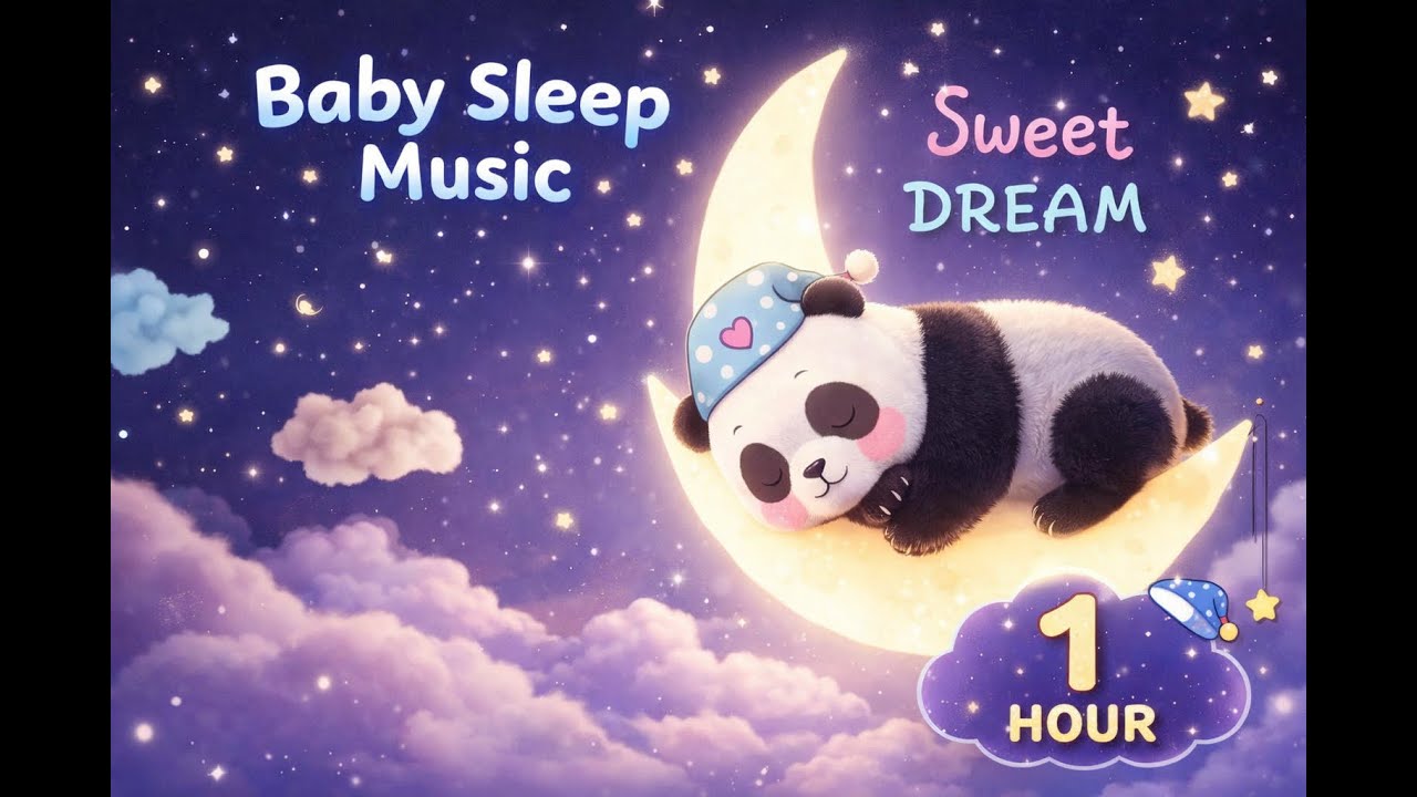 1 Hour Baby Sleep Music – Sweet Dreams with Cute Panda on the Moon 💤🌙