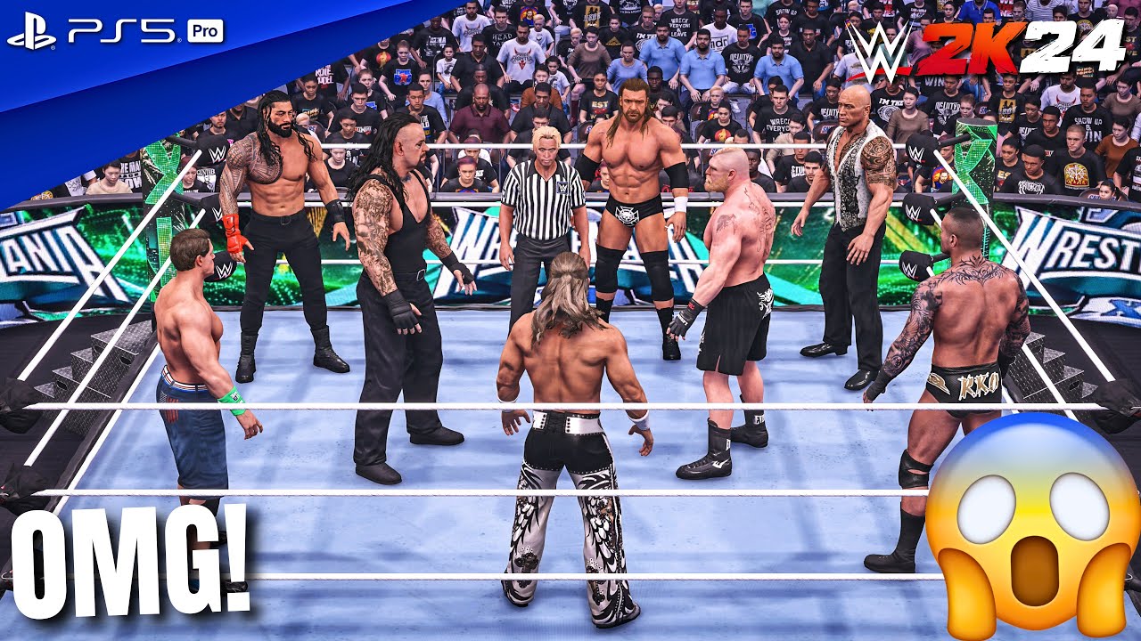 WWE 2K24 - Brock Lesnar v Undertaker v Roman Reigns v The Rock v Cena v Orton v Triple H v HBK | 4K