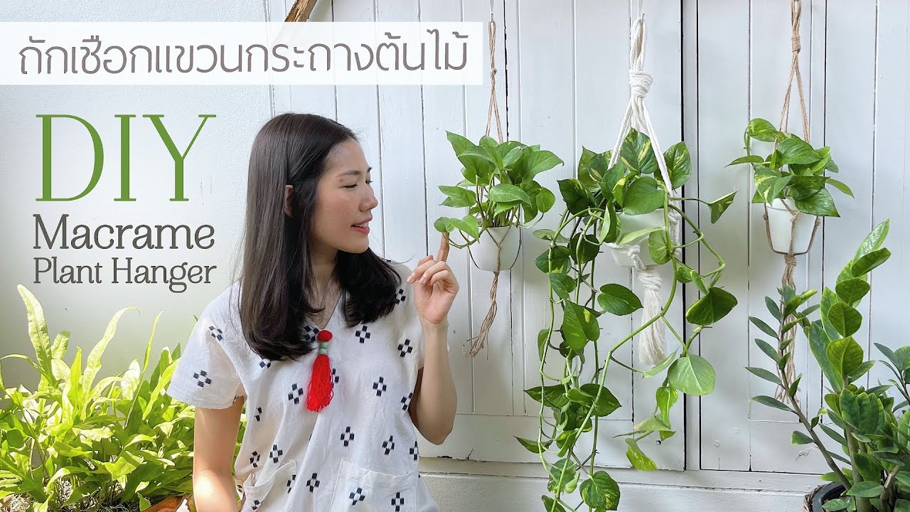 DIY ถักเชือกแขวนกระถางต้นไม้ง่ายๆ ไว้ตกแต่งสวน ตกแต่งบ้าน | DIY Macrame Plant Hanger