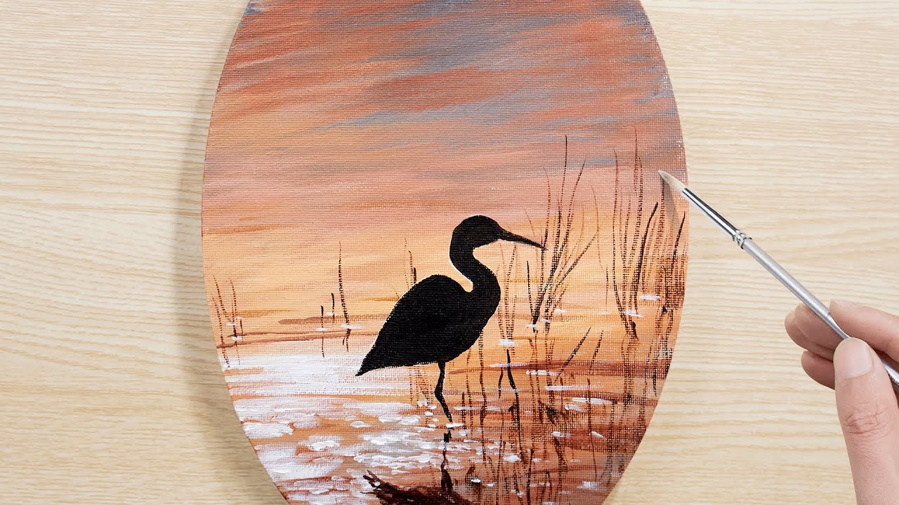 🎨 Painting a Water Bird on a Calm Lake | Easy Acrylic Step by Step