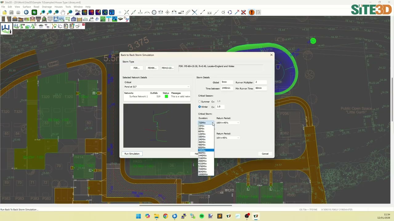 Site3D: Back to Back Storm Simulations