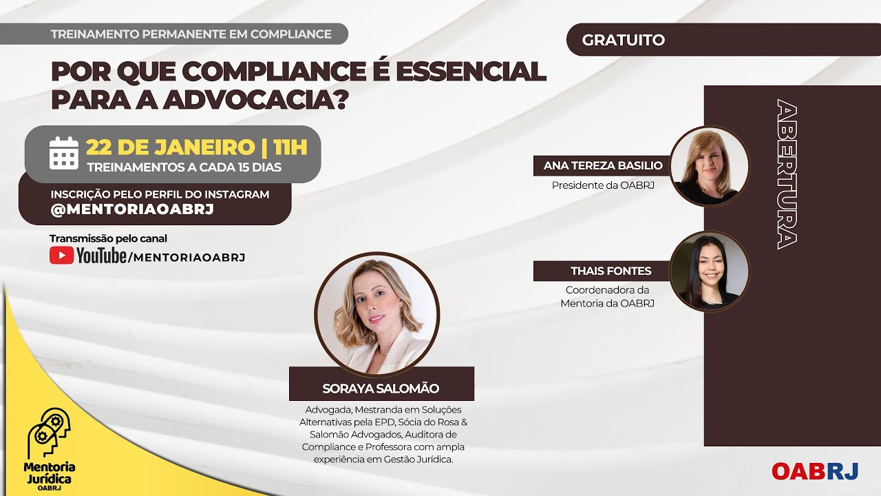 Por que Compliance é essencial para a advocacia? - Treinamento em Compliance - 22/01 - 11h