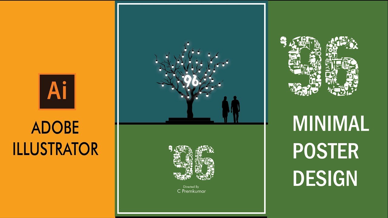 96 Tamil Movie Minimal Poster  Designing in Adobe Illustrator
