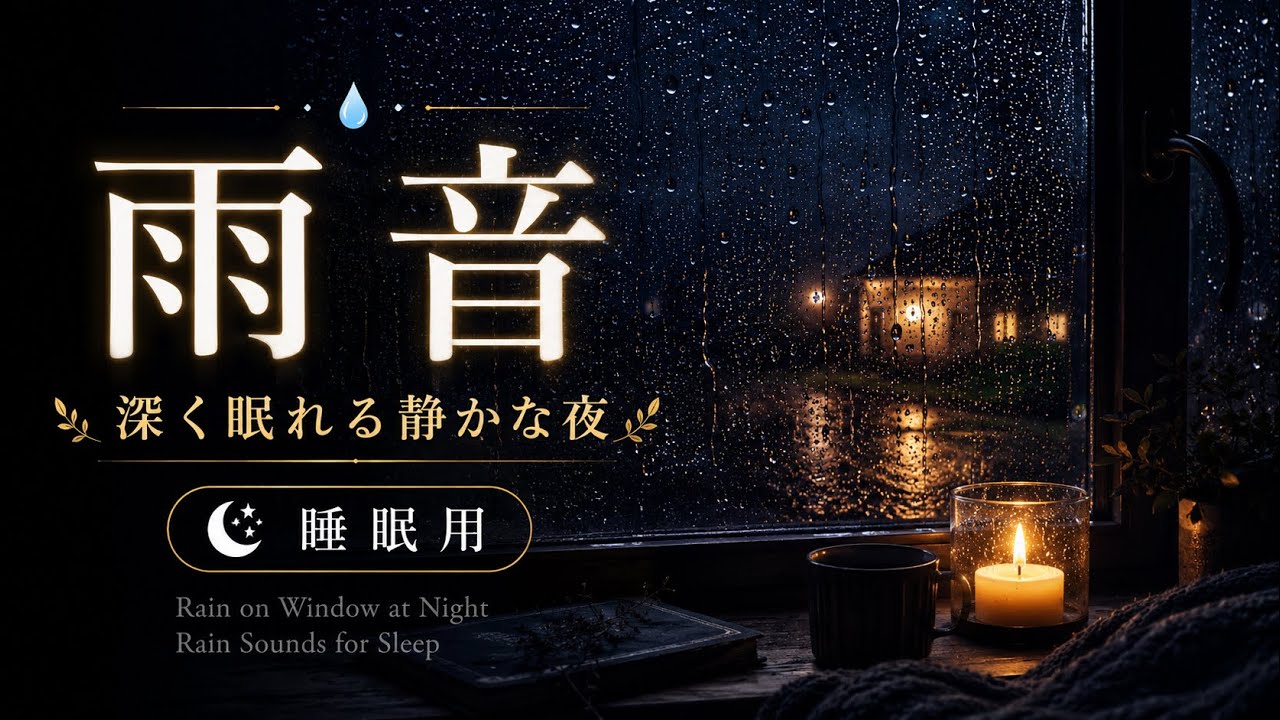 雨の夜の部屋｜窓の雨音で眠るRain on Window at Night【作業用BGM睡眠用BGM】