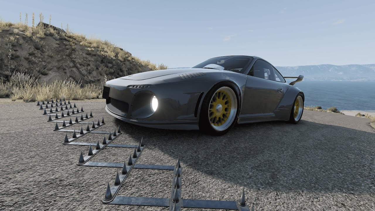 Massive Spike Strip Destroying Race, Rally and Luxury cars!!!! Beam.NG - CrashcreW - #3