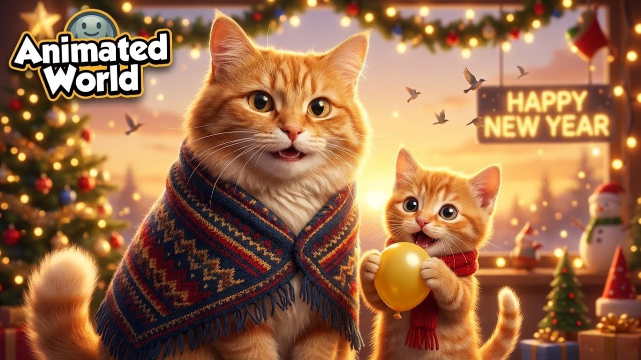 "Funny New Year Adventures of Mama Cat & Baby Cat | Animated World"
