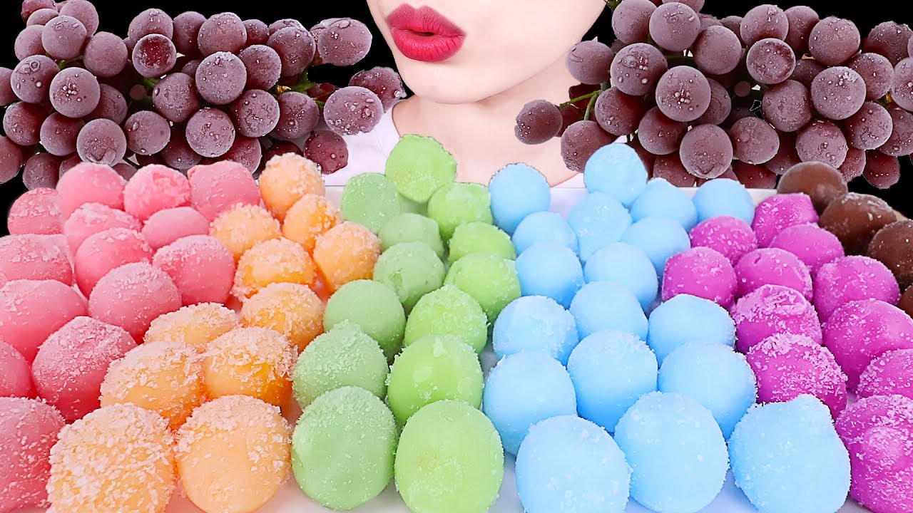 ASMR MUKBANG｜FROZEN FRUITS GRAPE, ICE CREAM 얼린 과일 포도, 구슬 아이스크림 EATING SOUNDS 먹방