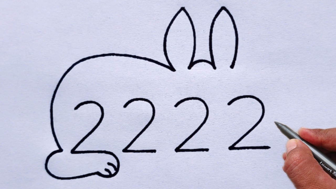 How to Draw Beautiful Rabbit With 2222 Number | Rabbit Art Tutorial