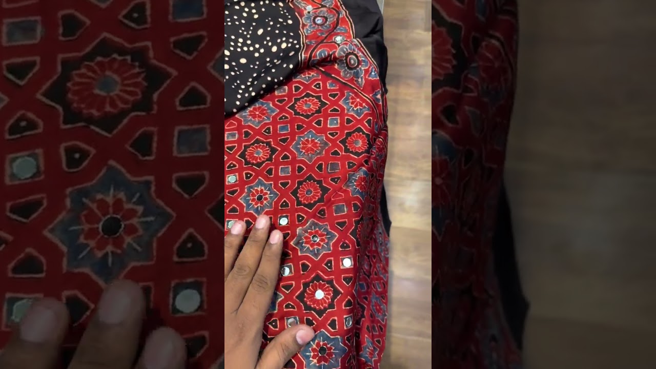Jalna Real Glued Mirror Work Ajrakh Modal Silk Sarees, To Order DM in insta or WhatsApp 9922570111 