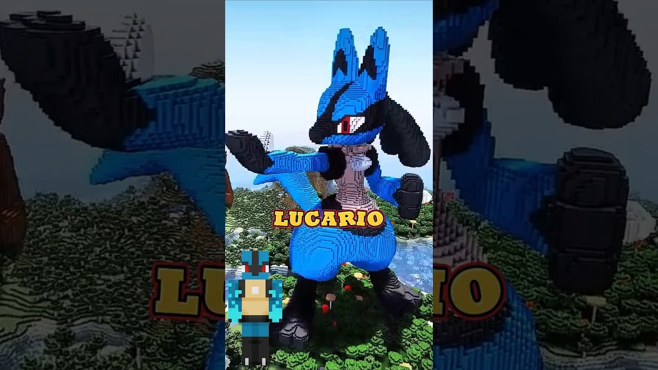 Lucario (Pok&eacute;mon Journeys) Minecraft Build Challenge ! #shorts #minecraft #minecraftshorts