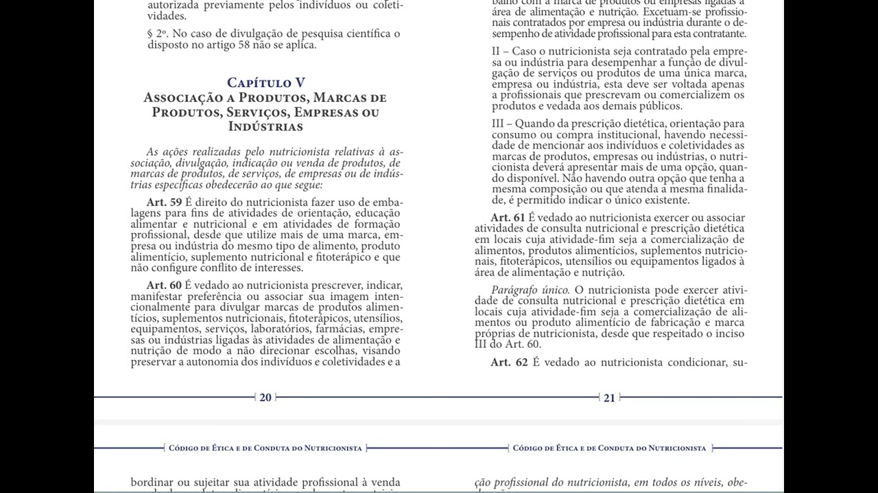 Código de Ética e de Conduta do Nutricionista