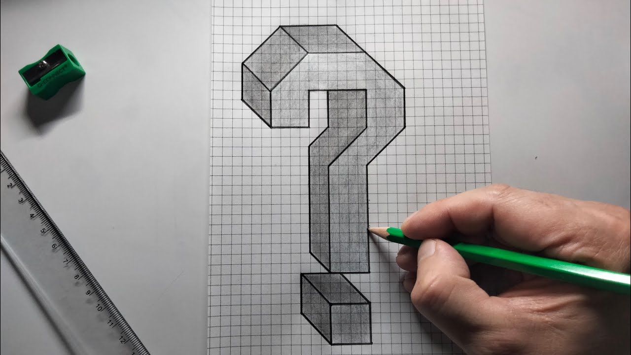 3d drawing Question mark symbol  How to draw a 3D sign Question? drawing 3d mark question easy