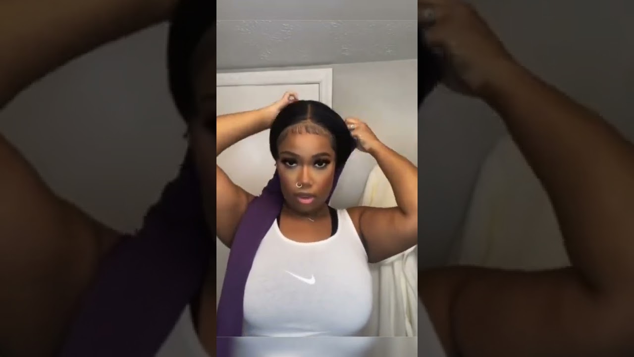 Use this stocking trick to keep straight wig flat and cute 😍😍😍#shorts