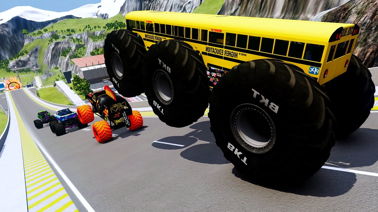 Epic High Speed monster trucks jumps stunts & crashes #072 | BeamNG Drive