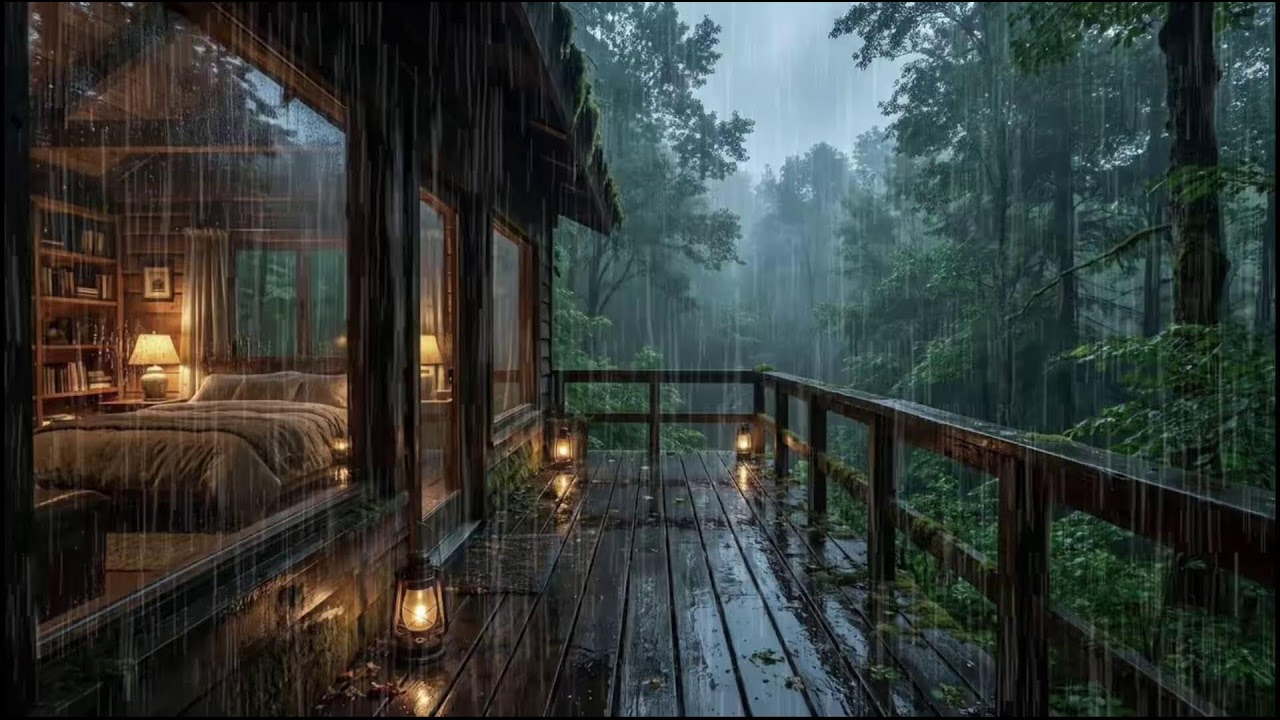 Night Rain at a Warm Forest Cabin 🌧 Gentle Rain Sounds for Deep, Restful Sleep