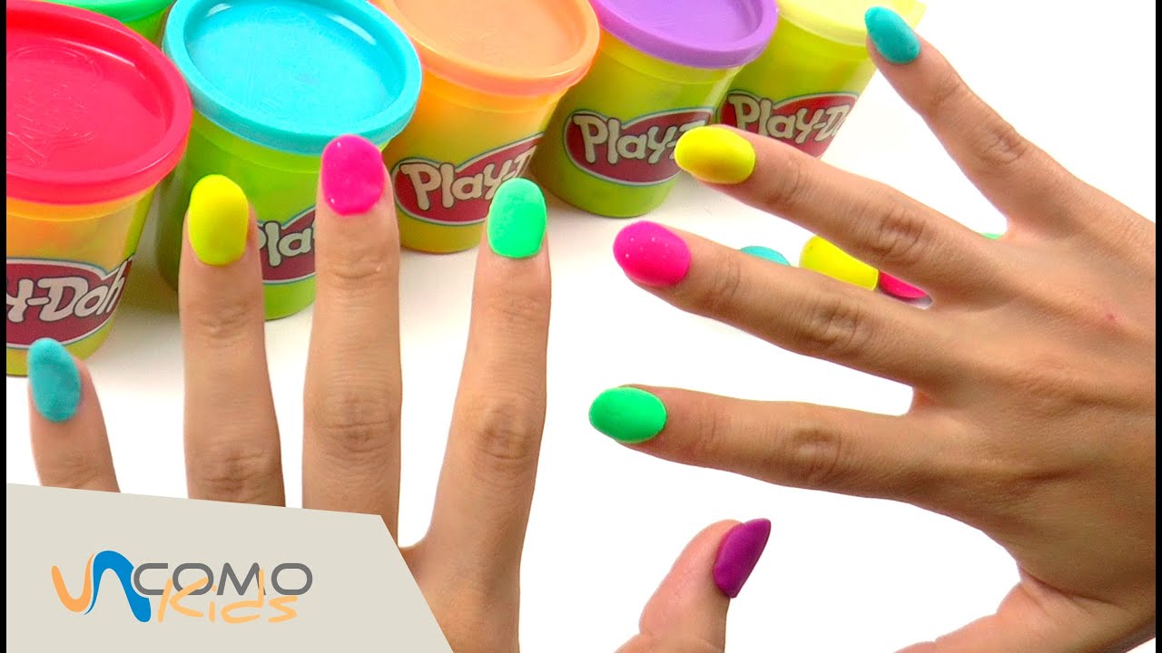 UÑAS de colores ARCOIRIS con PLAY DOH -  Play doh en español