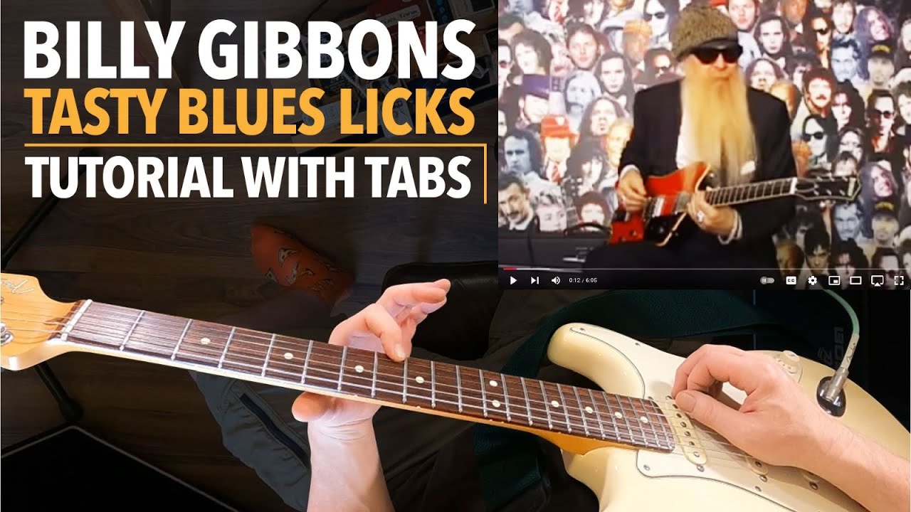 Billy Gibbons Guitar Lesson With Tabs - Slow Blues Licks ZZ Top