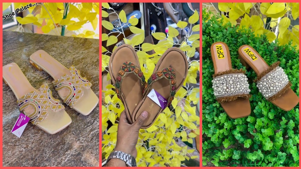 Trending Girlish Footwear 💥||| Girlish Flat Slippers🍁||| Partywear Chappal Designs 🍂||| 