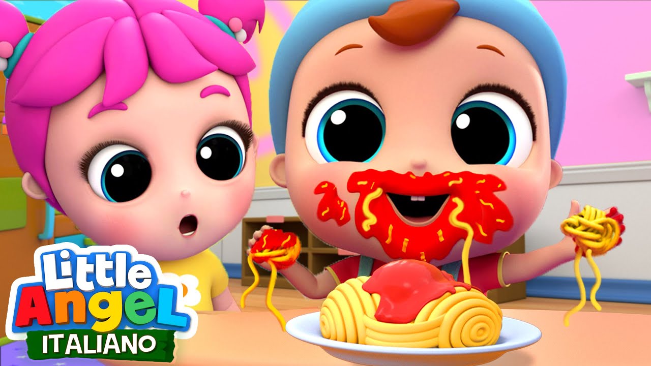 Mi piace tanto mangiare la pasta! | Impariamo le buone maniere a tavola | Little Angel Italiano