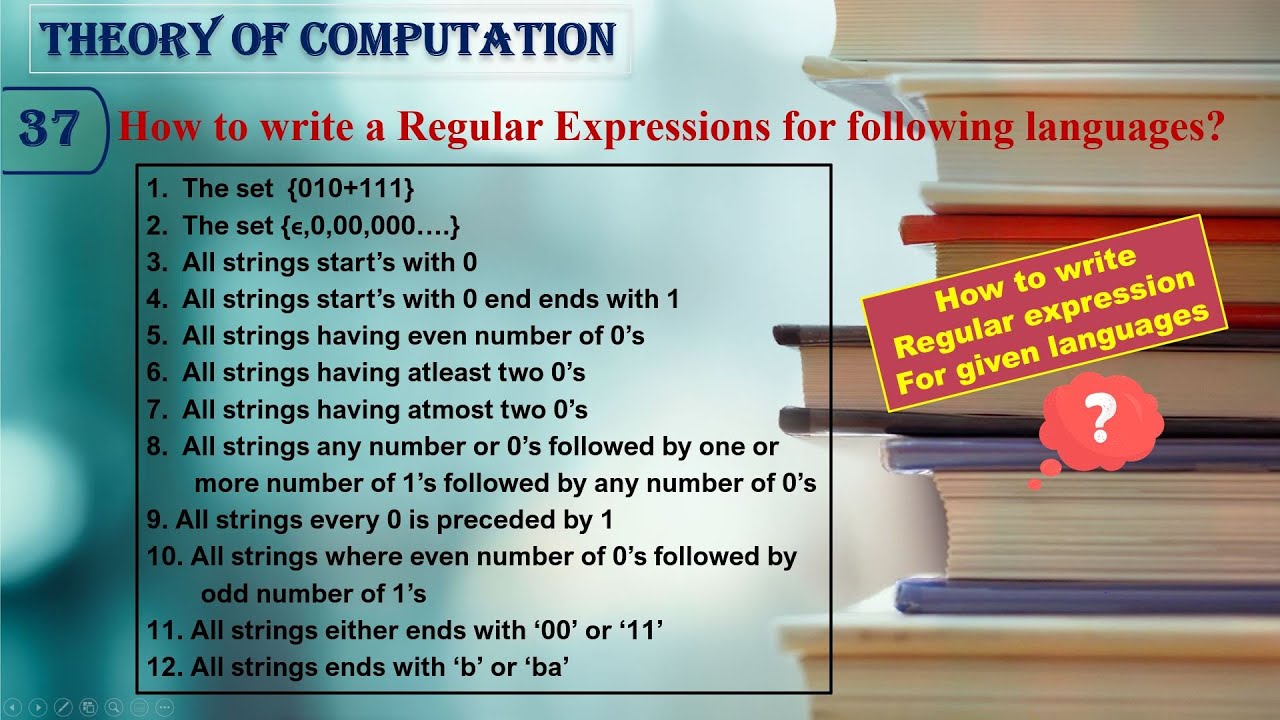 How to Write Regular Expressions for Given Languages? | 12 Solved Examples | TOC | Lecture 37